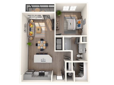 Floor plan for 1 bed, 1 bath, 756 sqft
